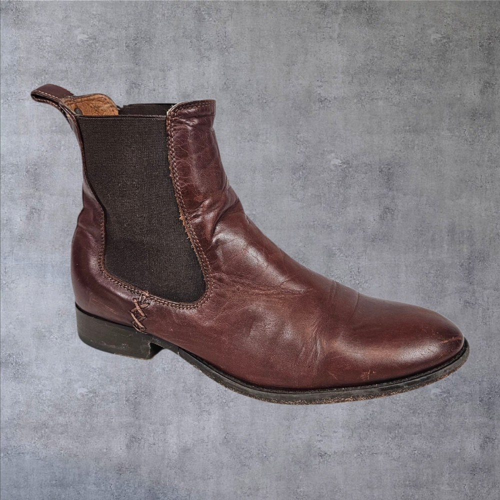 Frye Melissa Cognac Leather Almond Toe Ankle Chelsea Boots Size 8B Women's